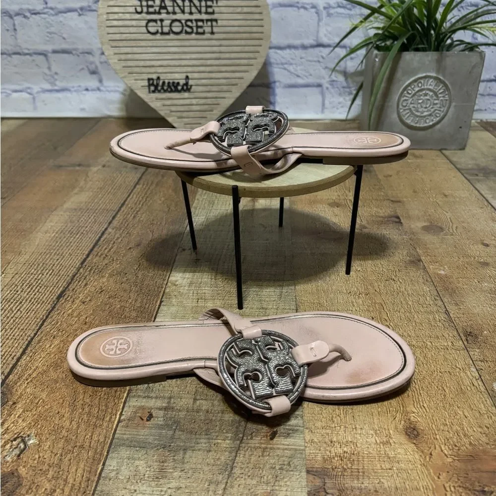 Tory Burch Miller pave Sandals shell pink Size 10
